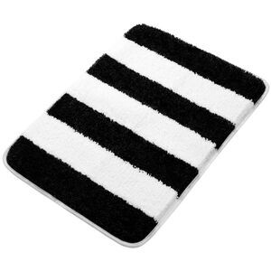 Microfiber Striped Bathroom Rugs Machine Washable Mats 17"x24" Black&White